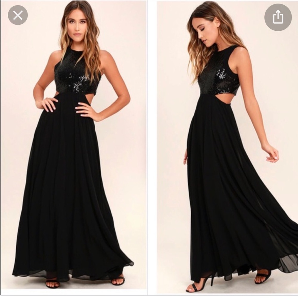 Lulus nothin but love black sequin maxi dress